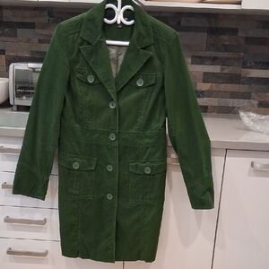 Vintage Style Green Corduroy Trench Coat
